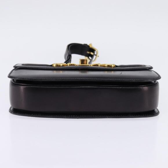 CELINE Horsebit Shoulder Bag Leather Black Gold - Picture 9 of 12